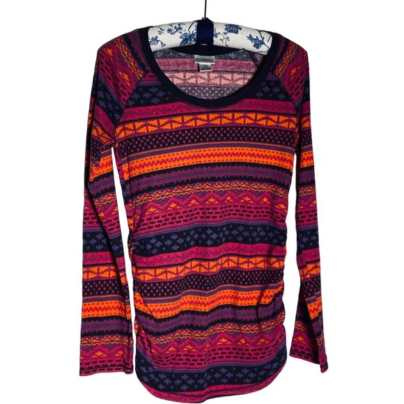 Motherhood Maternity Tops - 4/$25 Motherhood Maternity Fall Blooms Stripe Top Long Tab Sleeve Thermal Size M